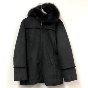 One Madison Fox Fur Trim Hooded Winter Coat XL